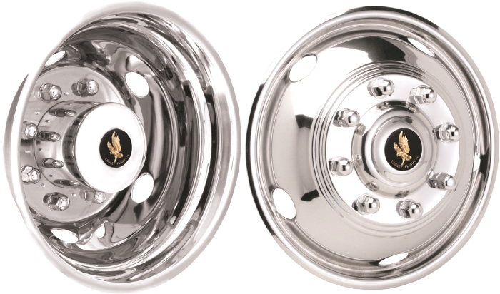 JDF19678-03 Ford F-450, F-550 19.5 Inch Stainless Steel Hubcaps/Simulators Set